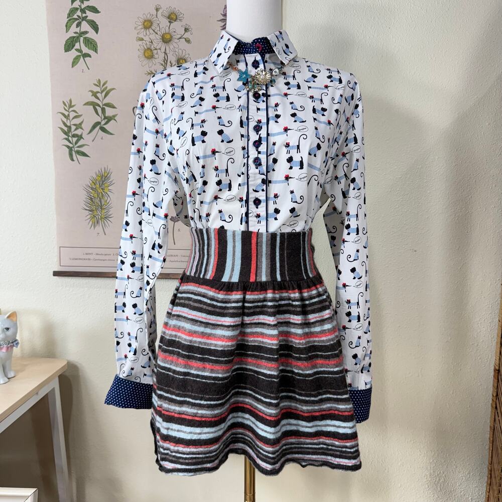 Anthropologie Sparrow Lima Line Sweater Mini Skirt Whimsy Twee Preppy Academia S